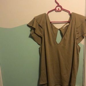 Free People Tan Shirt. Size Large
